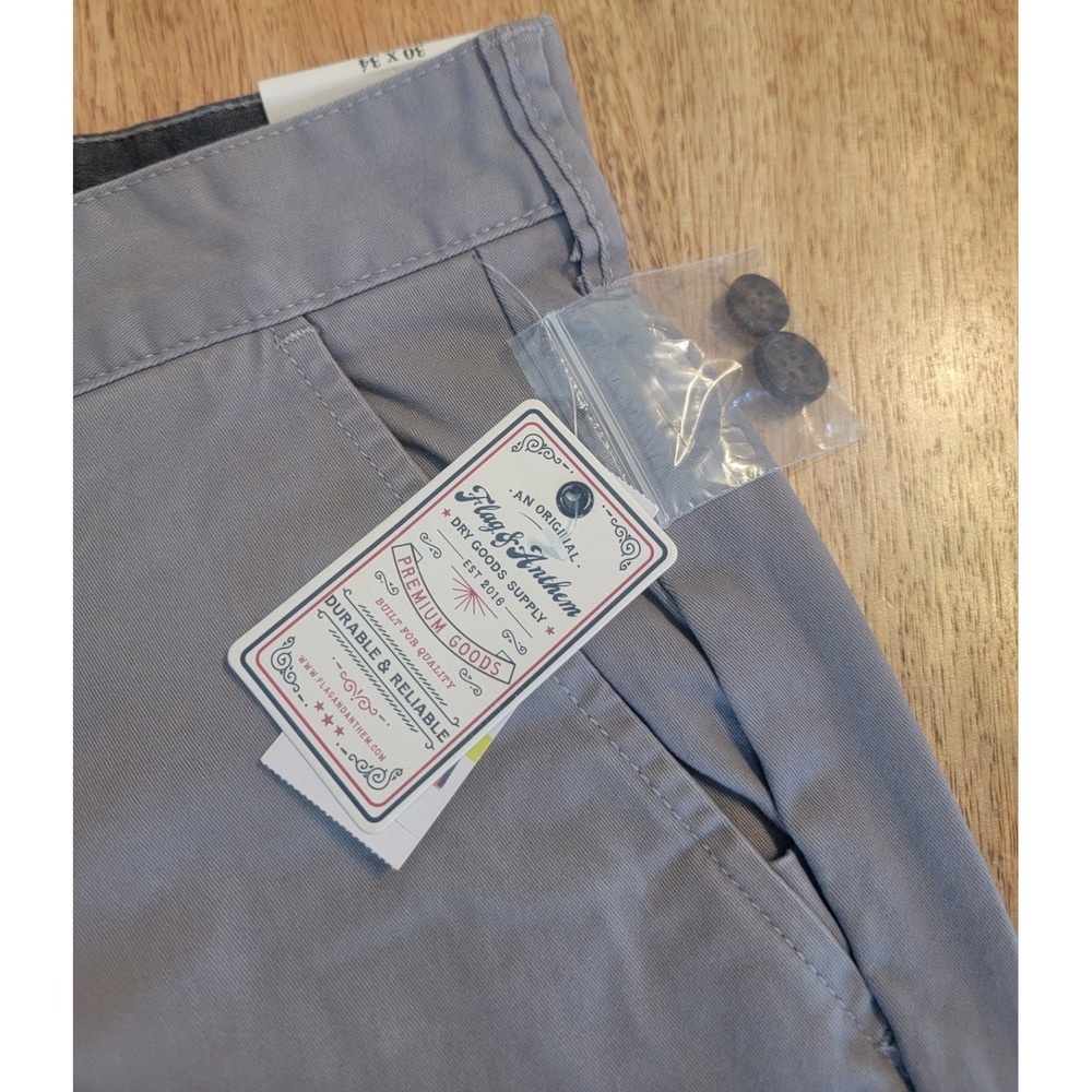 Flag & Anthem Mens Chinos 30/34 Nashville Straight Fit Gray Premium *NEW W/ TAGS - Picture 5 of 5